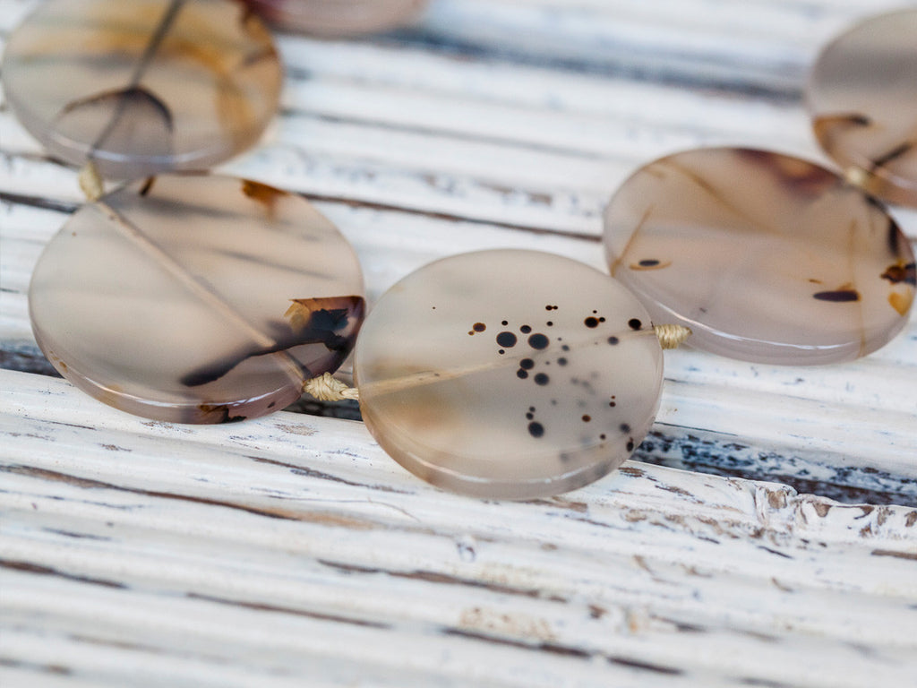 Montana Moss Agate 22.5-31mm round disc beads (ETB00831)