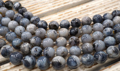 Dendrite Agate 13-15 mm round beads  (ETB01843) Unique jewelry/Vintage jewelry/Gemstone necklace