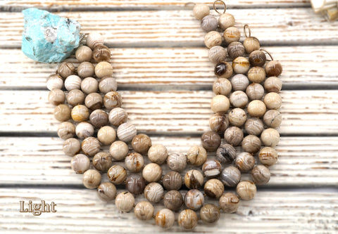 Wood Opalite/ Petrified Wood 16.5-18.5mm round beads (ETB00794)