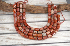 Red Jasper Cylinder Beads 13-14mm (ETB01789) Unique jewelry/Vintage jewelry/Gemstone necklace