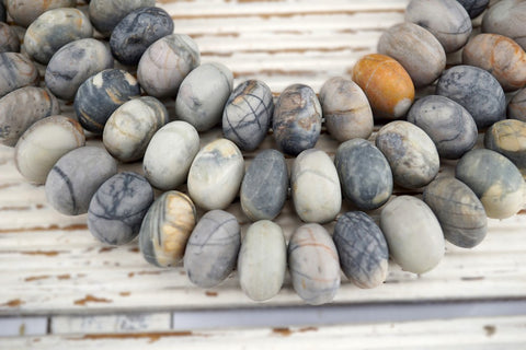 Matte Picasso Jasper Melon Beads 17-18mm (ETB01784) Vintage jewelry/Gemstone necklace