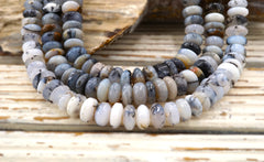 Dendrite Agate 9 mm rondelle beads  (ETB01701) Unique jewelry/Vintage jewelry/Gemstone necklace