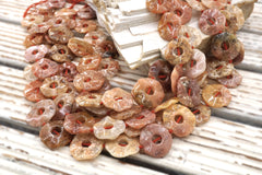 Pink Agate 18 - 23mm abstract donut beads (ETB01853) Unique jewelry/Vintage jewelry/Gemstone necklace