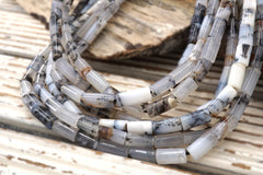 Dendrite Agate 4-5 mm cylinder beads  (ETB01847) Unique jewelry/Vintage jewelry/Gemstone necklace
