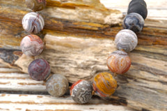 Matte Laguna Lace Agate round beads 15-16mm (ETB00952)