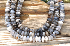 Dendrite Agate 9 mm rondelle beads  (ETB01701) Unique jewelry/Vintage jewelry/Gemstone necklace