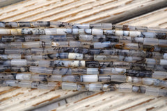 Dendrite Agate 4-5 mm cylinder beads  (ETB01847) Unique jewelry/Vintage jewelry/Gemstone necklace