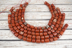 Red Jasper Cylinder Beads 15-16mm (ETB01790) Unique jewelry/Vintage jewelry/Gemstone necklace