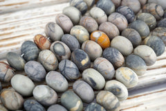 Matte Picasso Jasper Melon Beads 17-18mm (ETB01784) Vintage jewelry/Gemstone necklace
