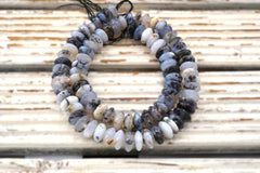 Dendrite Agate 9 mm rondelle beads  (ETB01701) Unique jewelry/Vintage jewelry/Gemstone necklace