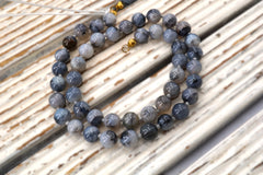 Dendrite Agate 7-9 mm round beads  (ETB01846) Unique jewelry/Vintage jewelry/Gemstone necklace
