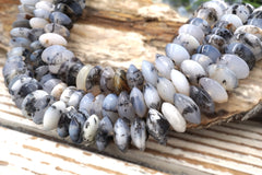 Dendrite Agate 12-14 mm rondelle beads  (ETB01842) Unique jewelry/Vintage jewelry/Gemstone necklace