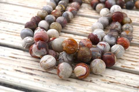Matte Laguna Lace Agate round beads 15-16mm (ETB00952)