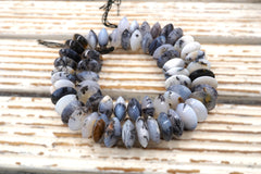 Dendrite Agate 12-14 mm rondelle beads  (ETB01842) Unique jewelry/Vintage jewelry/Gemstone necklace