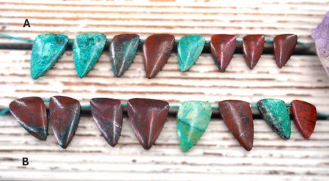 Sonoran Sunrise Sunset Cuperite Chrysocolla triangle beads (ETB00925)