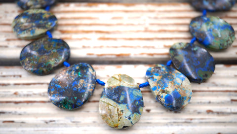 Rare and Natural Azurite freeform beads (ETB01149)