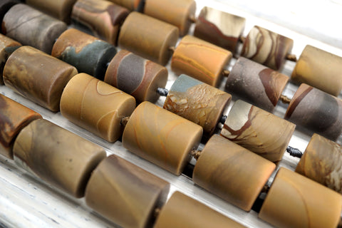 Landscape/ Polychrome jasper 13-14mm cylinder beads (ETB00394)