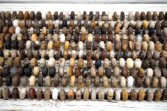 Matte Wood Opalite/ Petrified Wood rondelle beads 12mm (ETB00902)