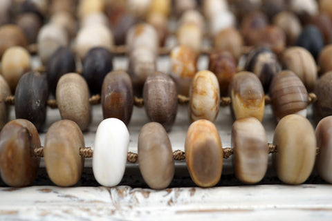 Matte Wood Opalite/ Petrified Wood rondelle beads 12mm (ETB00902)