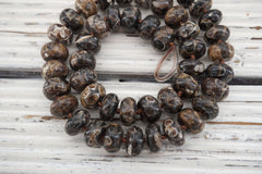 Turritella agate 12mm rondelle beads (ETB00338)