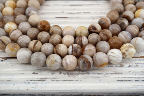 Wood Opalite/ Petrified Wood 8-9mm round beads (ETB00899)