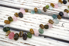 Tourmaline small oval beads 9-13mm (ETB01551) Healing crystal/Unique jewelry/Vintage jewelry/トルマリン