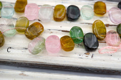 Tourmaline small oval beads 9-13mm (ETB01551) Healing crystal/Unique jewelry/Vintage jewelry/トルマリン