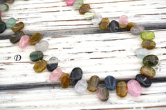 Tourmaline small oval beads 9-13mm (ETB01551) Healing crystal/Unique jewelry/Vintage jewelry/トルマリン