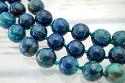 Rare and beautiful Shattuckite 12-13.5mm round beads (ETB01147)