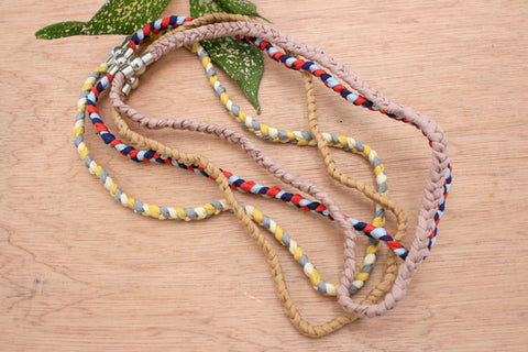 Silk braided necklace straps with magnetic clasp (mix of colours) (ETO00008)