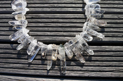 Tourmalinated Quartz 10-16mm natural rough beads (ETB00741)