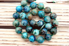 Rare and beautiful Shattuckite 12-13mm round beads (ETB00990)