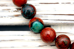 Sonora Sunrise Sunset Cuperite Chrysocolla 14-14.5mm round beads (ETB01218)