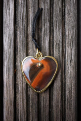 Condor Agate heart shape pendant with brass (ETP00148)