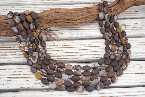 Matte Outback Jasper Oval beads (ETB01759) Healing crystal/Reiki healing/Healing necklace