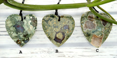 Rainforest Rhyolite heart shape pendants (ETP00280)