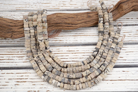 Matte Variegated Jasper cube matte beads 8-9mm (ETB01760) Unique jewelry/Vintage jewelry/Gemstone necklace
