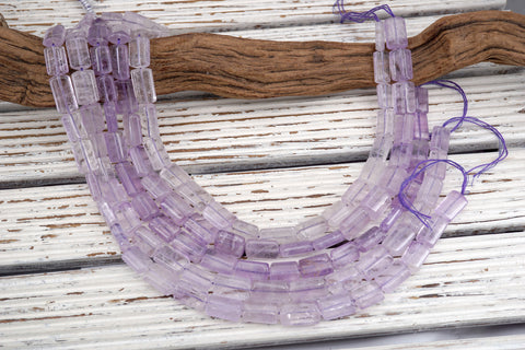 Natural Amethyst (Brazil) rectangle tube beads (ETB01764) 14-22MMMM