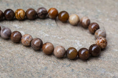 Wood Opalite/ Petrified Wood 8.5-10.5mm round beads (ETB00846)