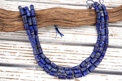 Matte Lapis Lazuli cylinder beads 7-8mm (ETB01752) Fashion jewelry/Vintage jewelry/Gemstone necklace