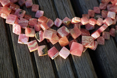 Rhodochrosite 7-15mm rhombus beads (ETB00641)