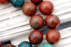 Sonora Sunrise Sunset Cuperite Chrysocolla 14.5-15mm round beads (ETB00953)