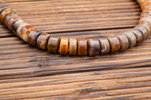 Wood Opalite/ Petrified Wood 10-11.5mm cylinder beads (ETB00782)