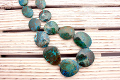 Natural Amazing Blue Peruvian Chrysocolla 20-32mm freeform beads (ETB00837)