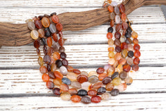 Carnelian oval shape beads 8-12mm (ETB01753) Healing crystal/Reiki healing/Healing necklace