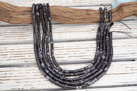 Snow flake Obsidian 8-20mm Cylinder beads  (ETB01773)