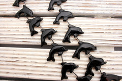 Black Onyx 32-35mm Dolphin beads handmade (ETB01177)