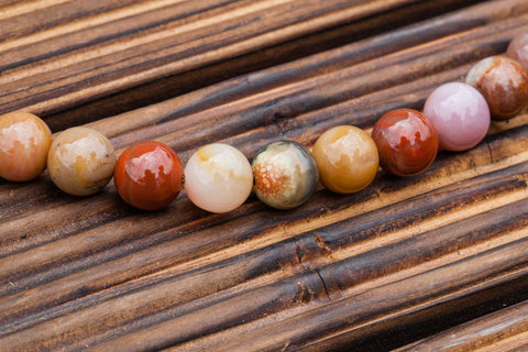 Petrified Rainbow Wood from Arizona 8-9mm round beads (ETB00908)