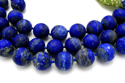 Matte Lapis Lazuli 16mm round beads / balls (amazing blue colour with gold sparkles) (ETB00032)