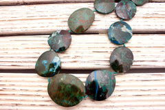 Natural Amazing Blue Peruvian Chrysocolla 28-37mm freeform beads (ETB00980)
